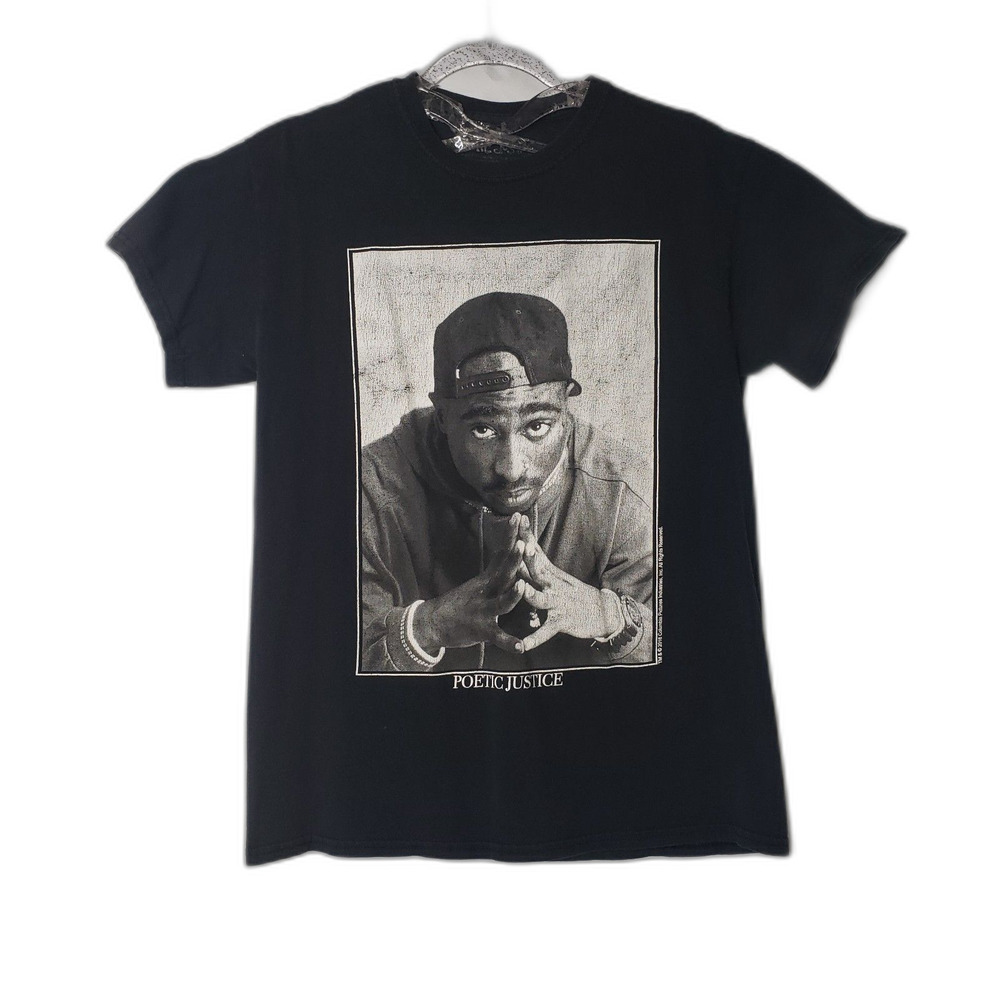 POETIC JUSTICE Tupac Shakur Black T Shirt Mens Size Medium